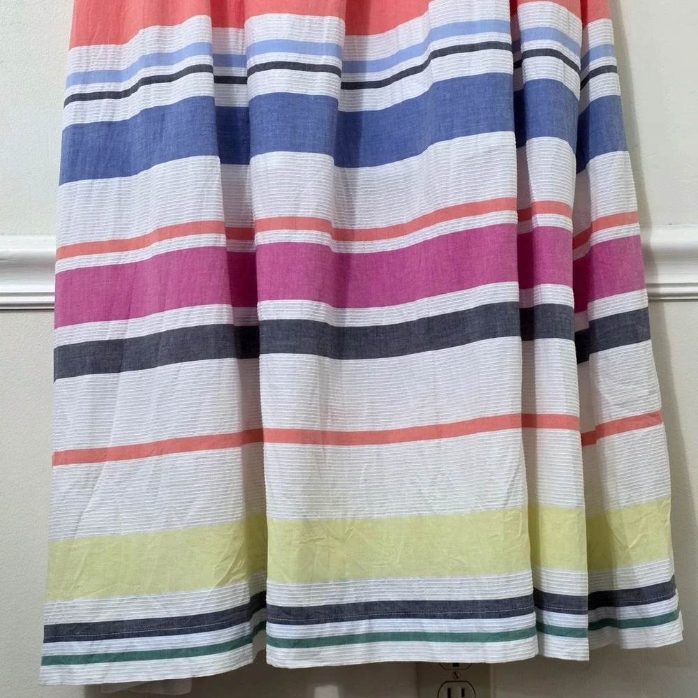 GAP Rainbow Striped Maxi Sun Dress Sz M Tiered Empire Waist Boho Cottage Coastal